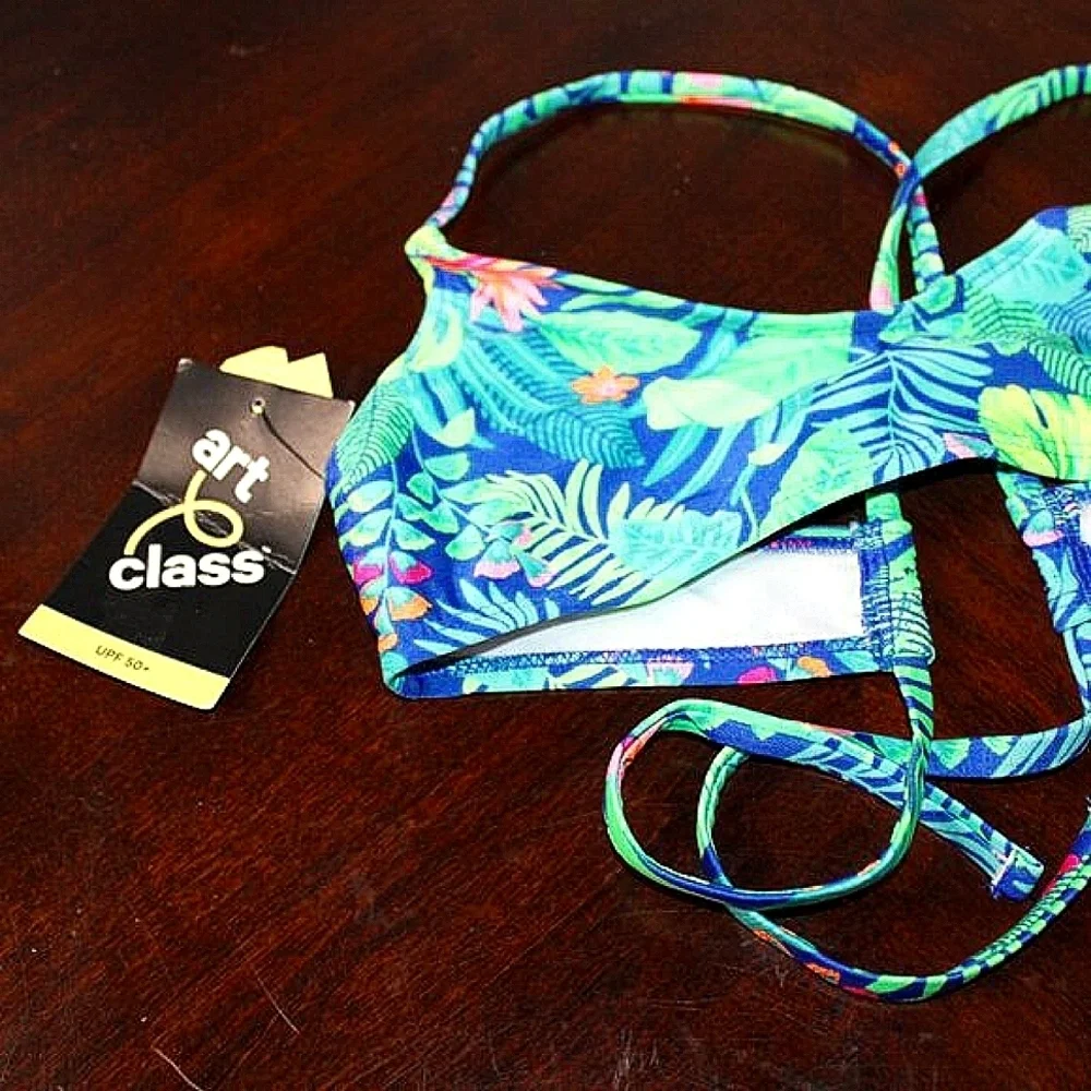 Art Class Kids Tropical Floral Criss-Cross Bikini Top - XS (4/5) & M (8) - NWT